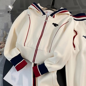 Completo Casual da <span class=keywords><strong>Donna</strong></span> di Alta Gamma, Moda Primavera-Autunno, Felpa <span class=keywords><strong>Sportiva</strong></span> con Cappuccio e <span class=keywords><strong>Pantaloni</strong></span> a Gamba Larga, Set da 2 Pezzi - Product Image 3