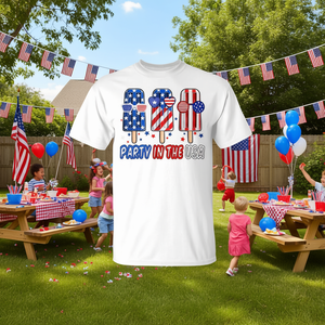 Maglietta Americana per Ragazzi per la Festa del 4 Luglio negli USA con Bandiera Americana e Design Promozionale a Forma di Ghiacciolo - Product Image 3
