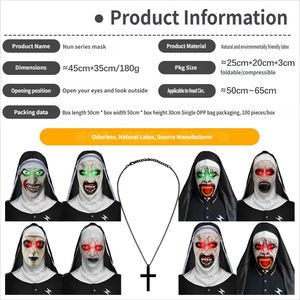 Série de masques d'horreur The Nun, pour bals masqués, couvre-chefs fantomatiques pour films et télévision, accessoires de farce pour fêtes d'Halloween - Product Image 4
