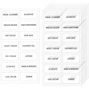 Stiker botol isi ulang tahan air produk perawatan kulit Sub-Botolan Label jelas kamar mandi Label organisasi kecantikan