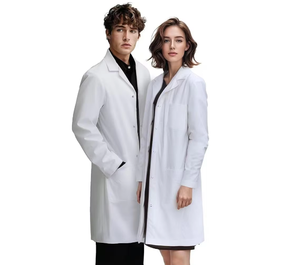 Vente en gros d'uniformes médicaux unisexes à manches longues couleur pure respirant utilisation d'hôpital en coton polyester logo personnalisé - Product Image 1