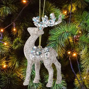 Albero di natale ornamenti di cervo inverno plastica Glitter renna appeso figurina ornamento per la casa simpatici regali di cervo di natale - Product Image 3