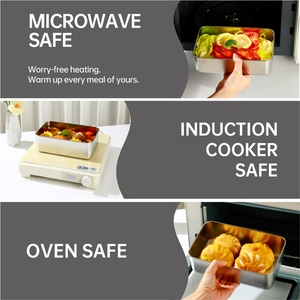 Lekfre Boîte à lunch en acier inoxydable avec couvercle en plastique Petite boîte à lunch avec ceinture Boîte à lunch en acier inoxydable Bento SS304 <span class=keywords><strong>Micro</strong></span>-ondes - Product Image 6