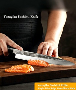 Cuchillo de Sushi Yanagiba de Acero de Damasco, Cuchillo Japonés Profesional para Sashimi, para Cortar Salmón y Sushi, Mango Ergonómico de Madera Negra - Product Image 3