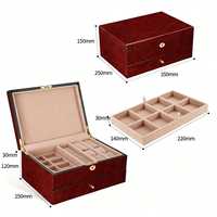 Boîte de rangement pour montres de haute qualité, écologique, de la marque Junjing, personnalisée, à deux niveaux, en bois, avec fermeture à bouton, organisateur de tiroir