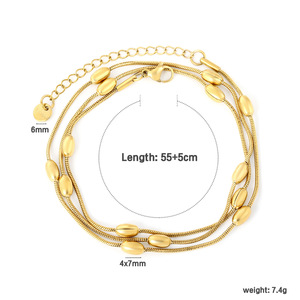 European And American Niche Light Luxury Oval <b>Bead</b> Double Layer Snake Chain Necklace With Geometric Stacking Bracelet Jewelry - Product Image 5