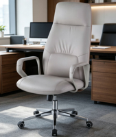 Chaise de bureau de direction en cuir de luxe à dossier haut, chaise de patron ergonomique pivotante et réglable en hauteur, chaise de direction