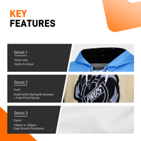 Maßgefertigte Hockey-Hoodies Unisex Umweltfreundlich Winddicht Schnelltrocknend 95% Polyester+5% Spandex OEM-Service Stickerei Druck Flagge