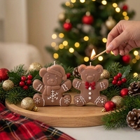 J-5289/90 2 Designs Weihnachts-Bär Silikonform für Kerzenherstellung, Duftkerzenform, Heimdekoration, Bär-Formen für Tortendekoration