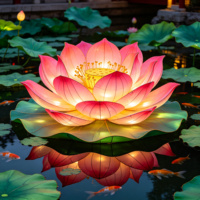 Lanterne flottante en forme de lotus pour bassin, décoration LED extérieure pour spectacle aquatique, vente en gros