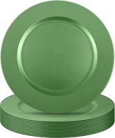 Lot de 12 Assiettes de Présentation Vertes Non Toxiques en PS de 12 Pouces – Assiettes en Plastique Jetables pour Décoration de Table de Mariage et Fêtes