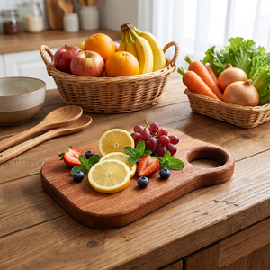 <span class=keywords><strong>Planche</strong></span> de service en <span class=keywords><strong>bois</strong></span> de Sapele de forme naturelle avec grande poignée, Spatule professionnelle individuelle pour charcuterie - Product Image 2
