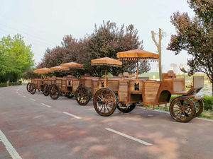 Chariot de luxe blanc d'extérieur à double rangée pour le tourisme, avec 4 roues en acier, modèle Royal Carriage, en promotion - Product Image 5