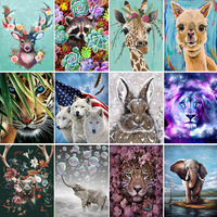 Peinture Diamant 5D Animaux DIY Girafe Lion Éléphant Faite à la Main Minimalisme Moderne Classique Peinture à l'Huile Sans Cadre Toile Lu Hua Art