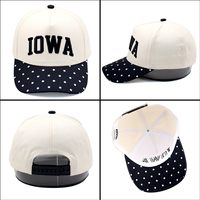 Gorra Snapback Negra y Blanca con Pequeños Puntos, Visera Curva, Letras Bordadas, Corona Crema, Ajustable, Unisex, para Regalo