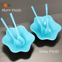 Set Peralatan Sajian Salad 2-Piece Berkualitas Tinggi Biru Matt Resin Mengkilap Gagang Panjang Desain Modern Garpu Sendok Makan Untuk Pesta-Dapur