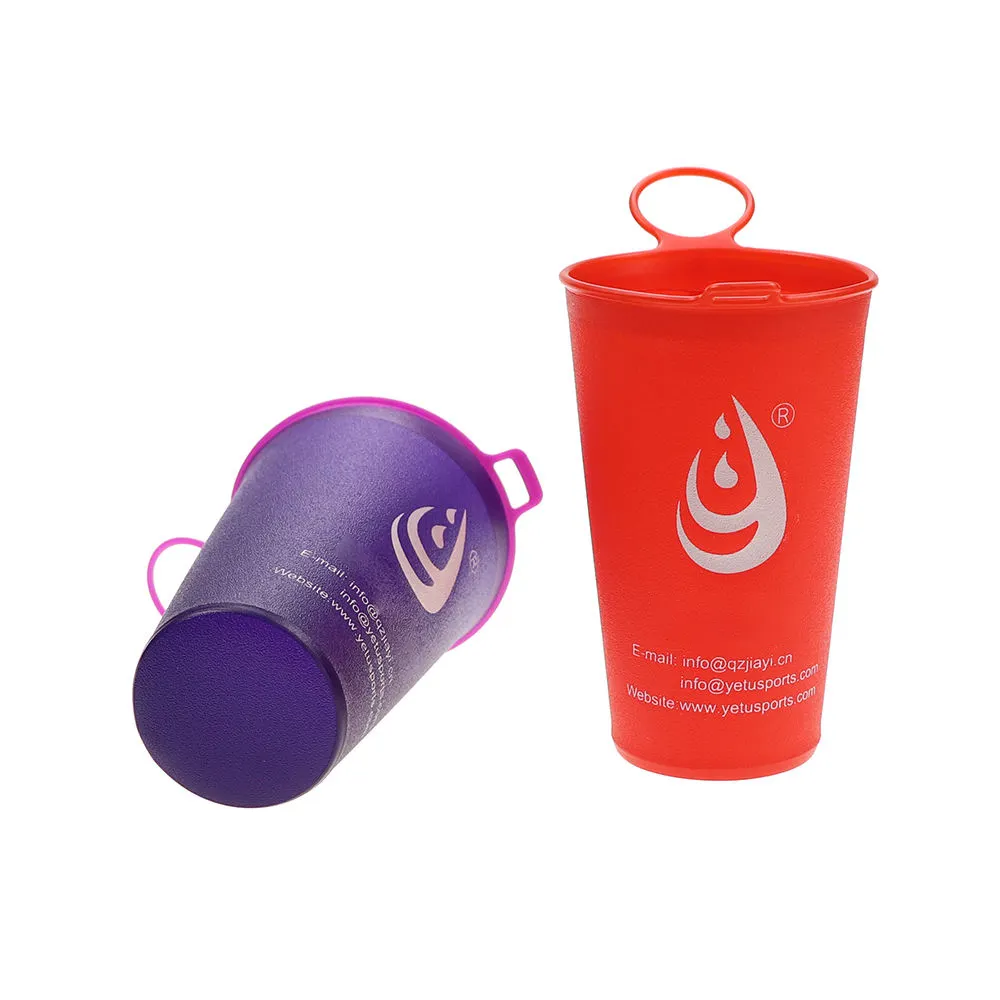 Taza de agua plegable reutilizable personalizada, tazas y platillos de plástico respetuosos con el medio ambiente, CE / EU LFGB