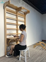Barre Murale en Bois pour Échelle Suédoise, Barre de Gymnastique Murale Ajustable, Barre de Traction en Bois Massif pour Entraînement à Domicile