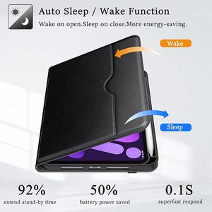 Étui Folio en cuir PU de qualité supérieure pour <span class=keywords><strong>iPad</strong></span> <span class=keywords><strong>Mini</strong></span> 6 2021 6e génération porte-crayon magnétique TPU antichoc fonction de poche - Product Image 2