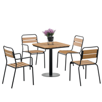 Ensemble de chaises et table de salle à manger d'extérieur de haute qualité, 5 pièces, ensemble de meubles de salle à manger en plastique et bois pour jardin