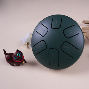 Tambour à langue en acier de 3,8 pouces à 6 languettes, nouveau design, vente en gros - Mini instrument de méditation vert foncé, facile à jouer, prêt à être expédié - Product Image 4