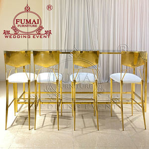 Moderno Juego de Mesa de Bar para Exteriores de Acero Inoxidable Dorado para Bodas en Dubái - Product Image 2