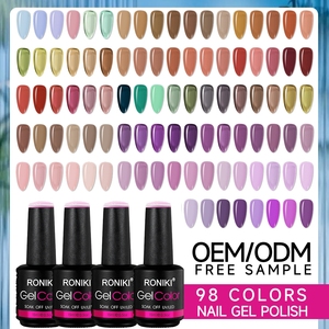 RONIKI Set de 98 <span class=keywords><strong>Colores</strong></span> de Esmalte de Gel Otoñal, Esmalte de <span class=keywords><strong>Uñas</strong></span> de Gel Sin Hema, Suministros de <span class=keywords><strong>Uñas</strong></span> de Gel UV Personalizados de Fábrica, Logotipo de Marca <span class=keywords><strong>para</strong></span> Salón - Product Image 1