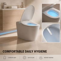 WC intelligent monobloc blanc avec chasse d'eau automatique par capteur de pied, télécommande, siège chauffant et siphon en S pour hôtel et salle de bain domestique