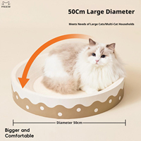 Grattoir pour chat rond de 50 cm, mignon et de qualité supérieure, en carton de pâte à papier de qualité FDA, pour chats de grande taille