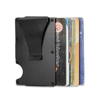 2022 fabrika Metal para kıskacı cüzdan, RFID engelleme Minimalist cüzdan erkekler kadınlar için alüminyum ince nakit kredi kart tutucu