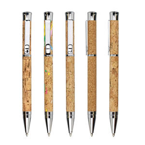 P4600 stylo à bille rotatif créatif en métal <span class=keywords><strong>grain</strong></span> de liège 1.0mm écriture papier acier cadeaux d'entreprise impression de logo personnalisé - Product Image 1