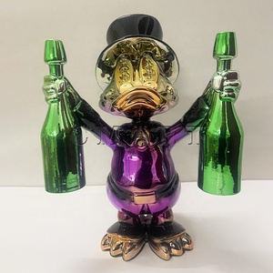 Estatua de Donald Duck con Botella de Champán, Adorno para el Hogar, Escultura Pop Art de <span class=keywords><strong>Mc</strong></span> Duck en Cromo Dorado - Product Image 6