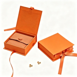 Custom Printed Earring Flip Lid Box with Ribbon Wholesale Jewelry Packaging Case Velvet Pouch For Earrings Retail Packaging - Product Image 5