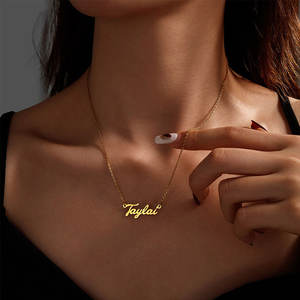 Collier en or anti-ternissement 18 carats en acier inoxydable véritable, bijoux fins, colliers personnalisés avec nom pour femmes et hommes - Product Image 3