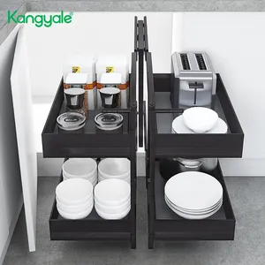 Kangsop-cestas de almacenamiento para cocina, cajón extraíble completo, armario de cocina, cesta esquinera mágica