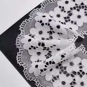 6.5cm nigerian lace fabric black lace trim 3D spandex fabric beaded lace trim for sexy lingerie women Sexy pajamas