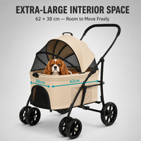 Carrito para Mascotas 2 en 1, Cesta Desmontable, Plegable, para Perros y Gatos, Toldo Doble, Ruedas EVA, Freno de un Pie, OEM