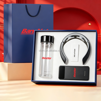 Ensemble cadeau promotionnel avec logo personnalisé, gobelet en verre, masseur pour le cou, batterie externe, 3 en 1, cadeau de bien-être pour les clients, souvenir