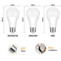 Ampoule LED A60 E27 sans scintillement, super lumineuse, 5W 7W 10W 12W 15W 18W, 3000K 4000K 6500K