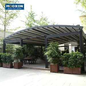 Retractable Shutter System Aluminum Awning Arched Louver Electric Shade Restaurant Large Size Sunshade Roof