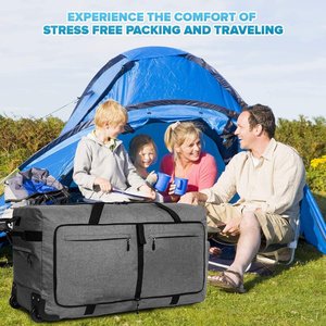 Bolsa de lona con ruedas personalizada Equipaje-100L Bolsa de lona con ruedas grande Bolsa de lona plegable de <span class=keywords><strong>30</strong></span> pulgadas para viajes - Product Image 6