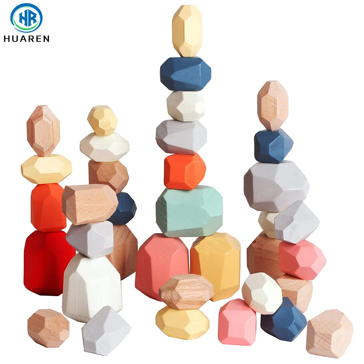 Preschool Stacking Building Toy Blocks Sets Game Balancing Blocks Wooden Balance Stones Stacking Rocks