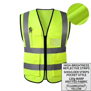 Gilet de sécurité haute visibilité réfléchissant avec fermeture éclair, vêtements de travail avec poches, respirant, maille 120g pour les travailleurs de la construction routière et du trafic - Product Image 2