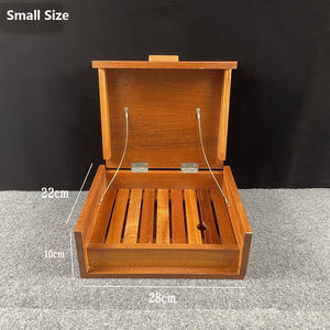 日本食レストラン寿司ディスプレイトレイ刺身プレートサービングトレイネタケース木製寿司ネタ箱アクリルカバー付き - Product Image 4
