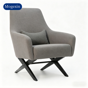Sillón de Diseño Contemporáneo en Tela Gris, Cómodo Sillón Individual con Patas de Metal para Sala de Estar y Dormitorio - Product Image 6