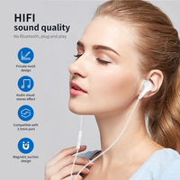 Headphone Stereo In-Ear berkabel 1.2 M, Headset peredam kebisingan dengan Mic HD untuk Apple Android