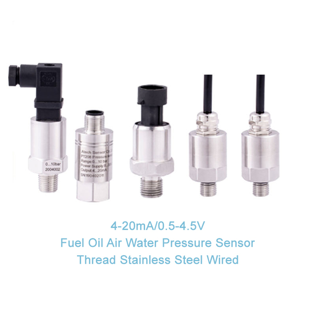 1/4'' Thread Stainless Steel Wired 100PSI 4-20mA/0.5-4.5V Pressure Transducer Sender Sensor Fuel Oil Air Water Pressure Sensor