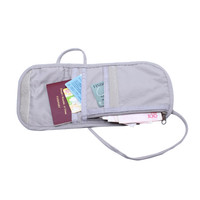 Tas Leher RFID Custom Travelsky untuk Pria, Tas Selempang Dada, Dompet Perjalanan Ringan dengan Kantung Paspor Anti RFID