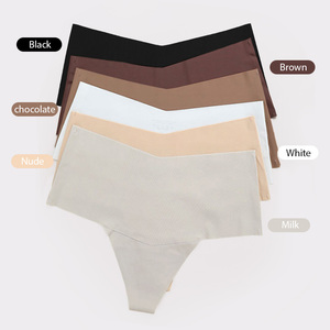 DGCHIC Logotipo personalizado Ropa Interiores Bragas <span class=keywords><strong>Por</strong></span> Mayor Corte láser Seda de hielo Sin costuras Cintura media Bikini Bragas Hipster - Product Image 1