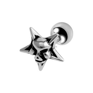 Orecchino Unisex in Acciaio Chirurgico con Sfera, Design a Teschio Placcato <span class=keywords><strong>Argento</strong></span> 8MM per <span class=keywords><strong>Piercing</strong></span> Helix e <span class=keywords><strong>Trago</strong></span> - Product Image 2